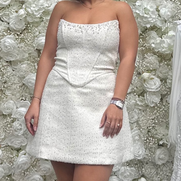 Tweed Corset Mini Dress - White - Picture 5 of 6